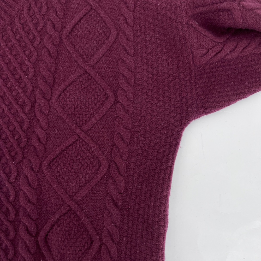 Aritzia Sunday Best Cable Knit V Neck Sweater Women's Size L Merino Wool Blend - Picture 5 of 8